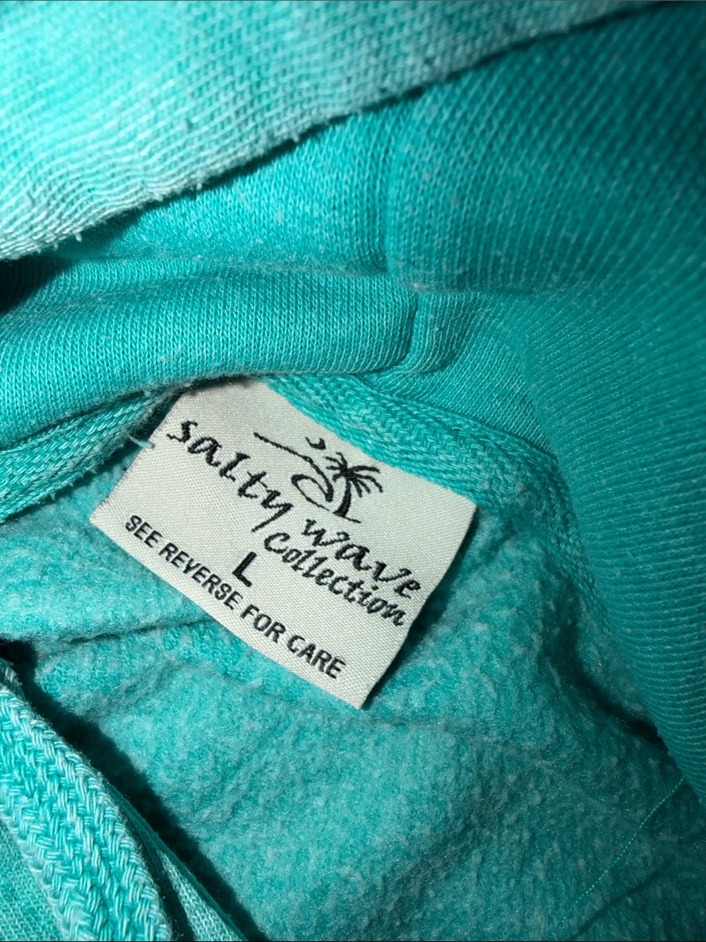 Teal Crewneck Hooded Sweatshirt with Palm Graphic - Picture 3 of 5